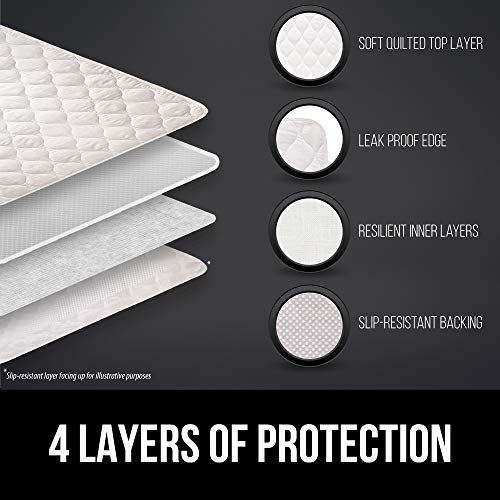 Gorilla Grip Cotton Slip-Resistant Mattress Pad Leak Proof 4-layer Pad - White - 52x34